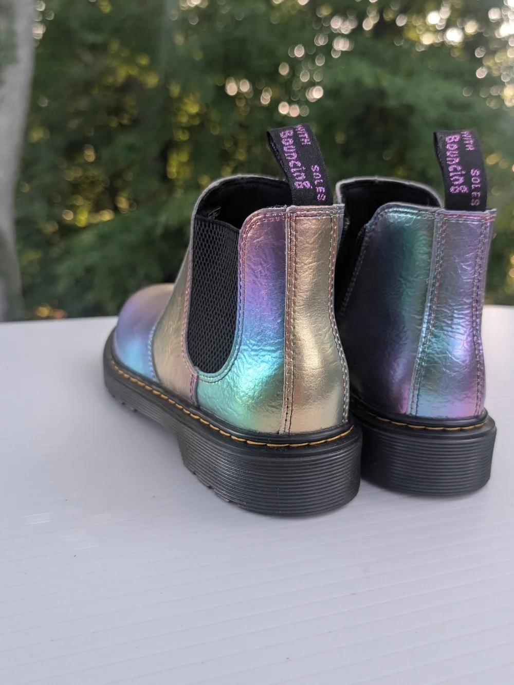 Dr. Martens J Girls 5. Iridescent Chelsea Boots - Teal & Purple Shine